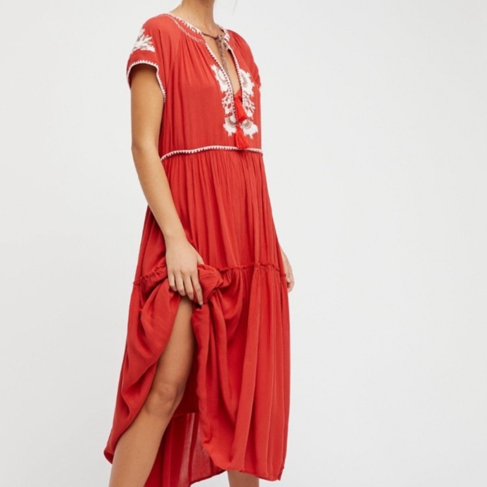 Free People Red and White Maxi Dress